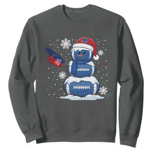 Christmas Buffalo Football Sweatshirt Vintage 90s Bill Fan Football Snowman Xmas Pajamas TS10 Dark Heather Print Your Wear