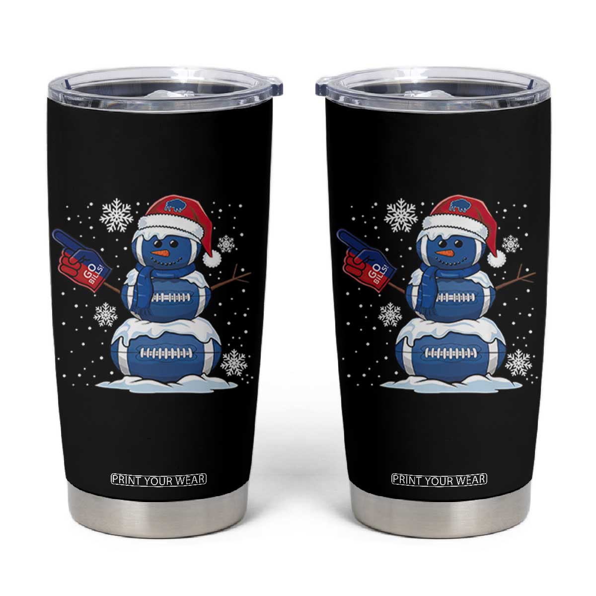 Christmas BFB Football Tumbler Cup Vintage 90s BFB Sports Fan Football Snowman Xmas Pajamas TS10 Black Print Your Wear