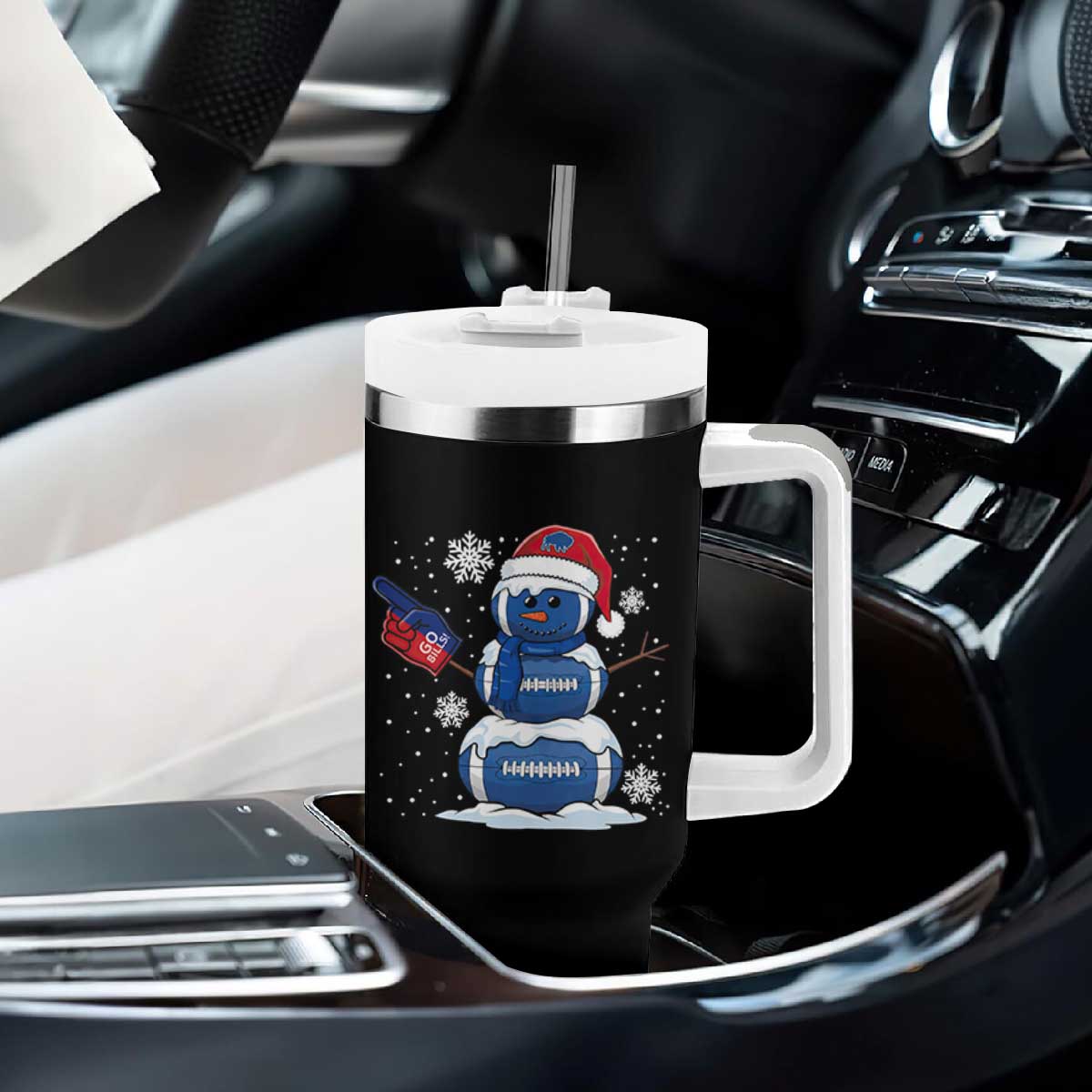 Christmas BFB Football Tumbler With Handle Vintage 90s BFB Sports Fan Football Snowman Xmas Pajamas TS10 Print Your Wear