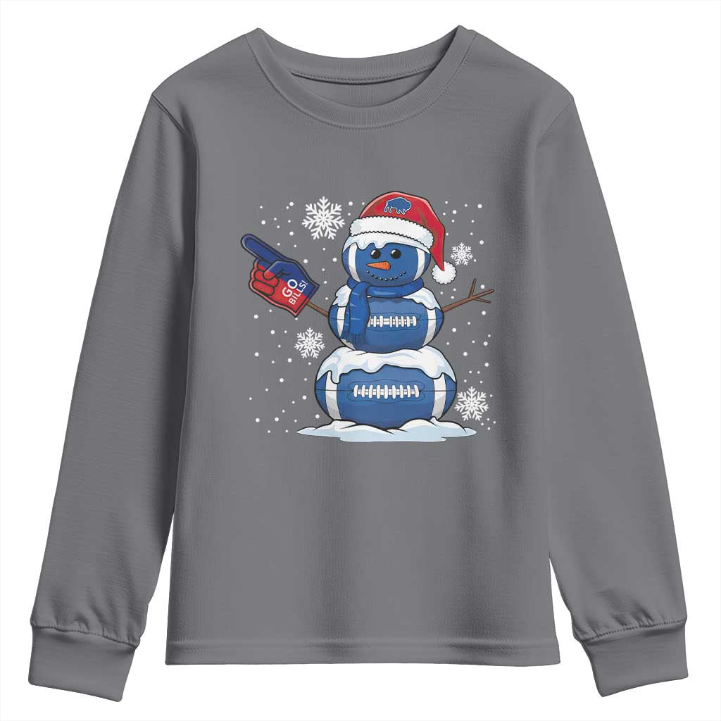 Christmas BFB Football Youth Sweatshirt Vintage 90s BFB Sports Fan Football Snowman Xmas Pajamas TS10 Charcoal Print Your Wear