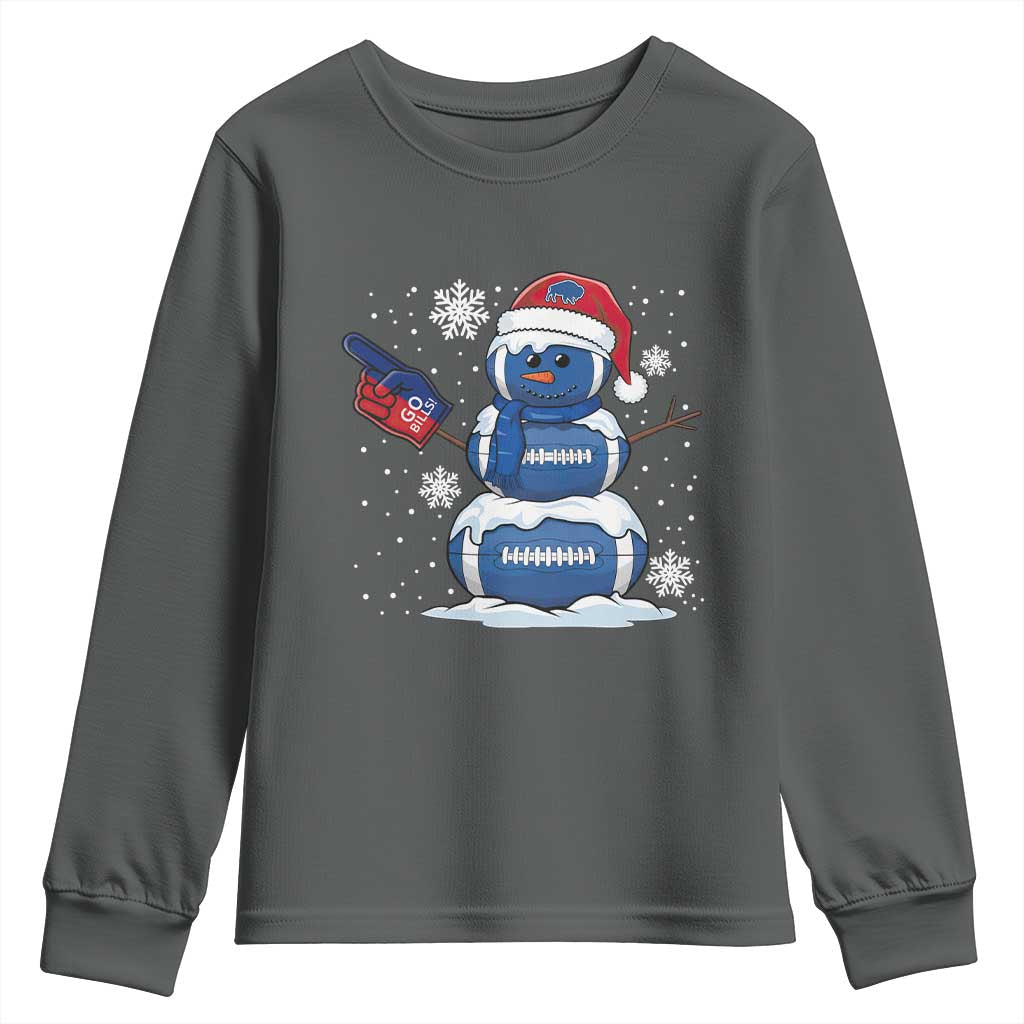 Christmas BFB Football Youth Sweatshirt Vintage 90s BFB Sports Fan Football Snowman Xmas Pajamas TS10 Dark Heather Print Your Wear