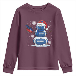 Christmas BFB Football Youth Sweatshirt Vintage 90s BFB Sports Fan Football Snowman Xmas Pajamas TS10 Maroon Print Your Wear
