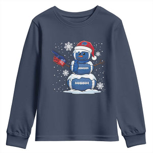 Christmas BFB Football Youth Sweatshirt Vintage 90s BFB Sports Fan Football Snowman Xmas Pajamas TS10 Navy Print Your Wear
