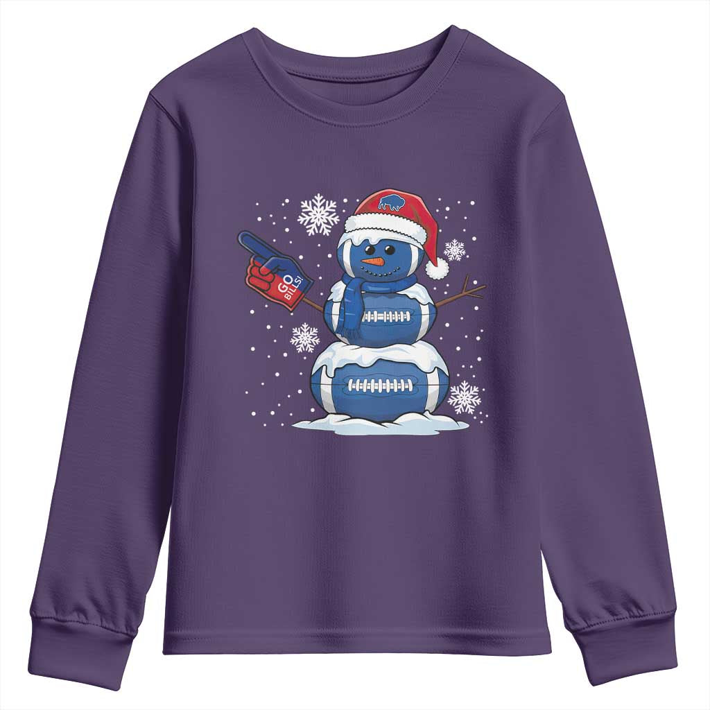 Christmas BFB Football Youth Sweatshirt Vintage 90s BFB Sports Fan Football Snowman Xmas Pajamas TS10 Purple Print Your Wear