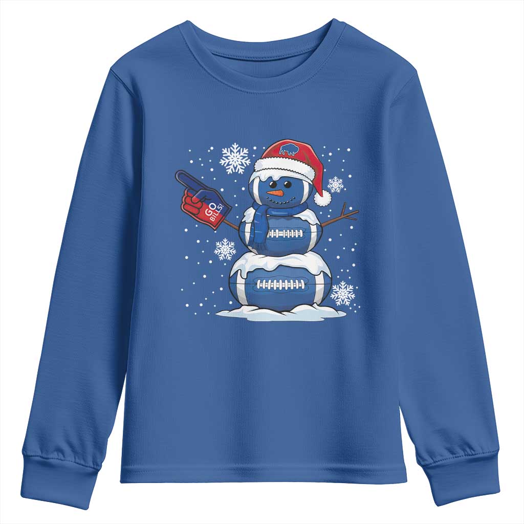 Christmas BFB Football Youth Sweatshirt Vintage 90s BFB Sports Fan Football Snowman Xmas Pajamas TS10 Royal Blue Print Your Wear