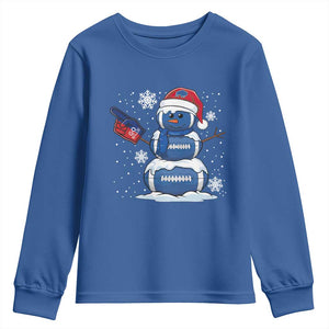 Christmas BFB Football Youth Sweatshirt Vintage 90s BFB Sports Fan Football Snowman Xmas Pajamas TS10 Royal Blue Print Your Wear