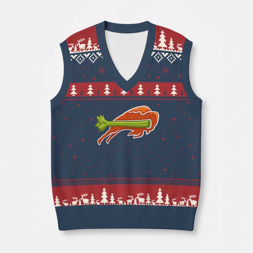 BFB Chicken Wing V-Neck Knit Sweater Vest Vintage 90s BFB Sports Fan Game Day TS10 Navy Red Print Your Wear