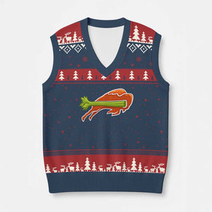 BFB Chicken Wing V-Neck Knit Sweater Vest Vintage 90s BFB Sports Fan Game Day TS10 Navy Red Print Your Wear