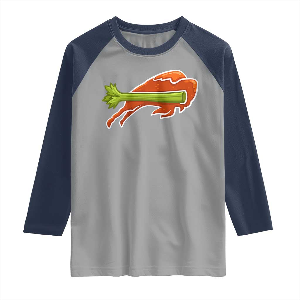 BFB Chicken Wing Raglan Shirt Vintage 90s BFB Sports Fan Game Day TS10 Sport Gray Navy Print Your Wear