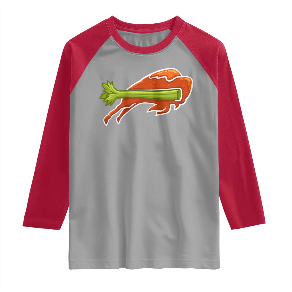 BFB Chicken Wing Raglan Shirt Vintage 90s BFB Sports Fan Game Day TS10 Sport Gray Red Print Your Wear
