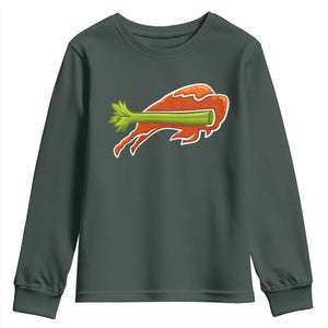 BFB Chicken Wing Youth Sweatshirt Vintage 90s BFB Sports Fan Game Day TS10 Dark Forest Green Print Your Wear