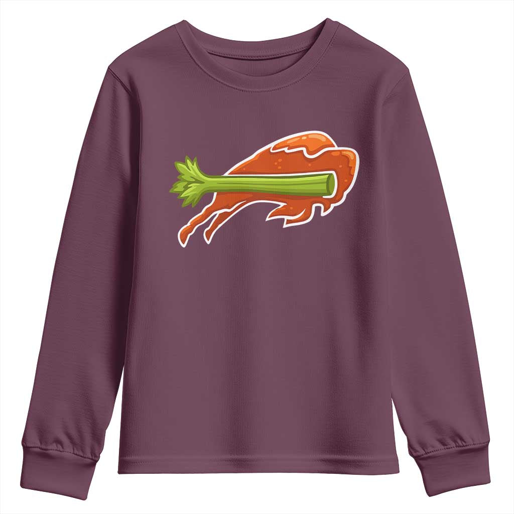 BFB Chicken Wing Youth Sweatshirt Vintage 90s BFB Sports Fan Game Day TS10 Maroon Print Your Wear