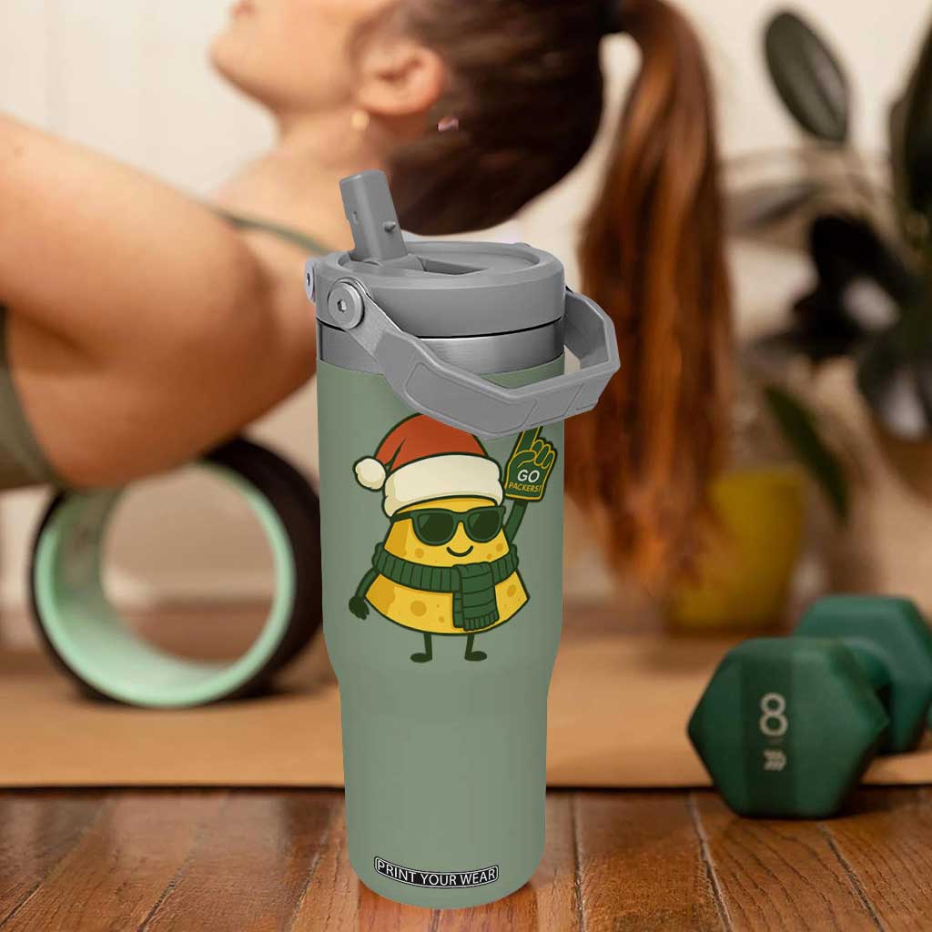GB Fan Christmas Flip Straw Tumbler Gifts for Sports Fans Santa Hat TS10 One Size: 30 oz Moss Green Print Your Wear