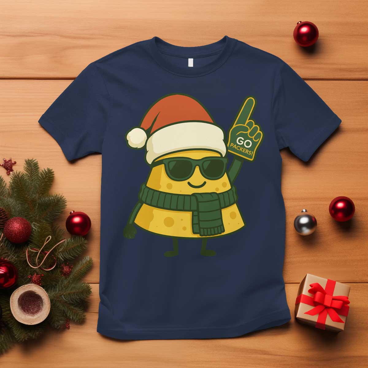 GB Fan Christmas T Shirt Gifts for Sports Fans Santa Hat TS10 Navy Print Your Wear