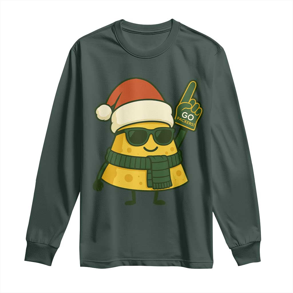 GB Fan Christmas Long Sleeve Shirt Gifts for Sports Fans Santa Hat TS10 Dark Forest Green Print Your Wear