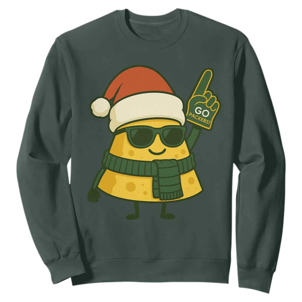 Green Bay Fan Christmas Sweatshirt Gifts for Sports Fans Santa Hat TS10 Dark Forest Green Print Your Wear