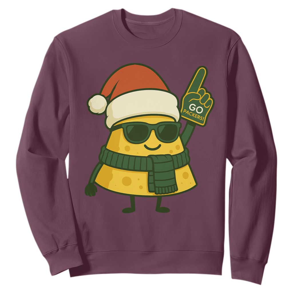 Green Bay Fan Christmas Sweatshirt Gifts for Sports Fans Santa Hat TS10 Maroon Print Your Wear