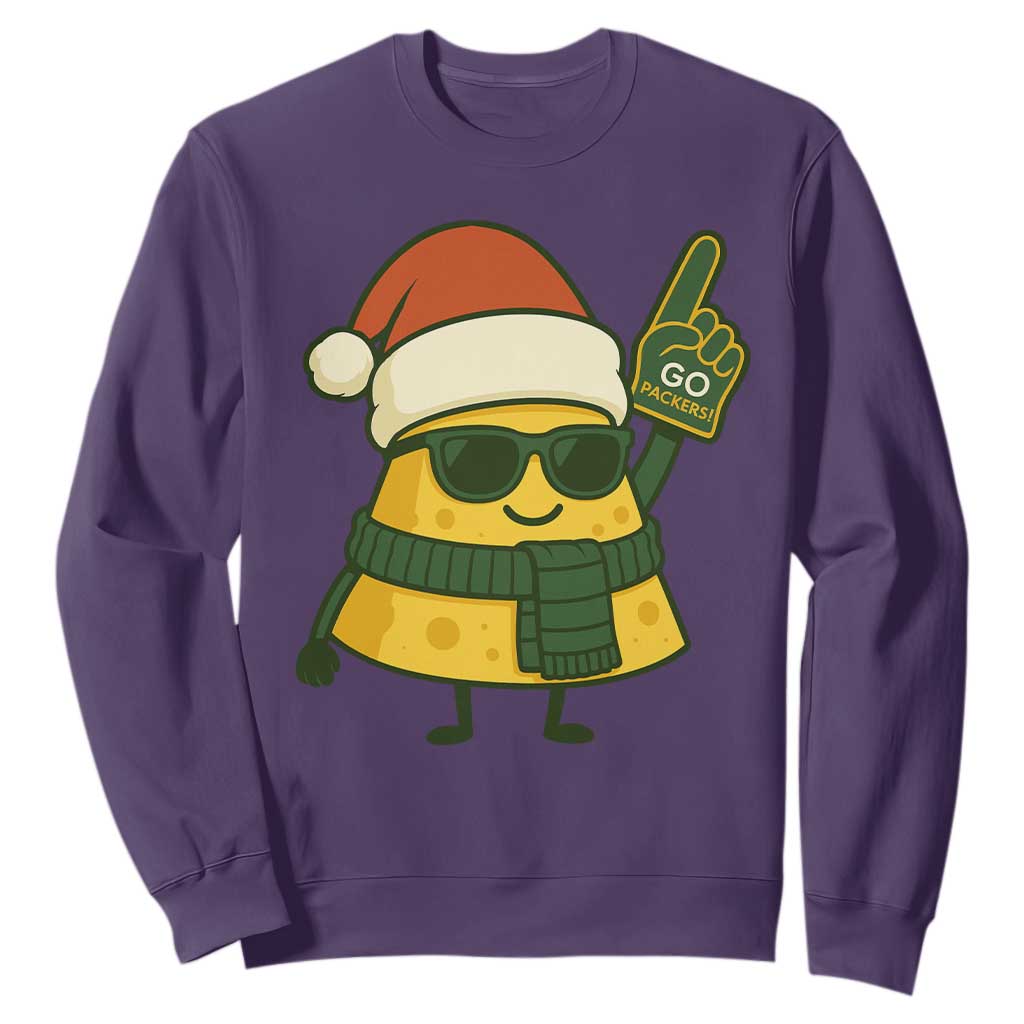 Green Bay Fan Christmas Sweatshirt Gifts for Sports Fans Santa Hat TS10 Purple Print Your Wear