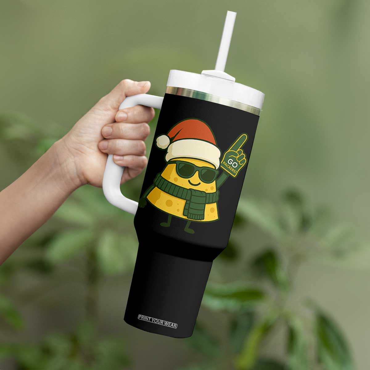 GB Fan Christmas Tumbler With Handle Gifts for Sports Fans Santa Hat TS10 Print Your Wear