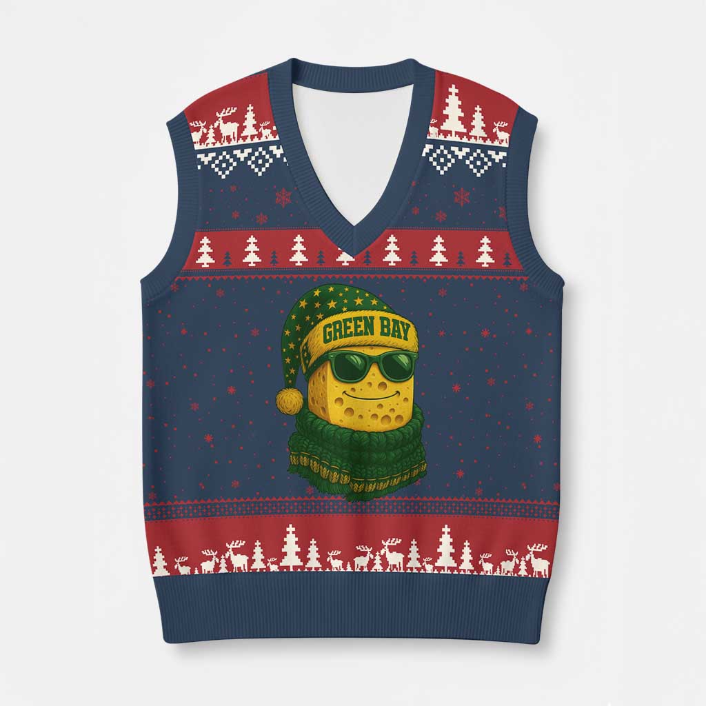 Christmas GB V-Neck Knit Sweater Vest Gifts for Sports Fans Santa Hat TS10 Navy Red Print Your Wear