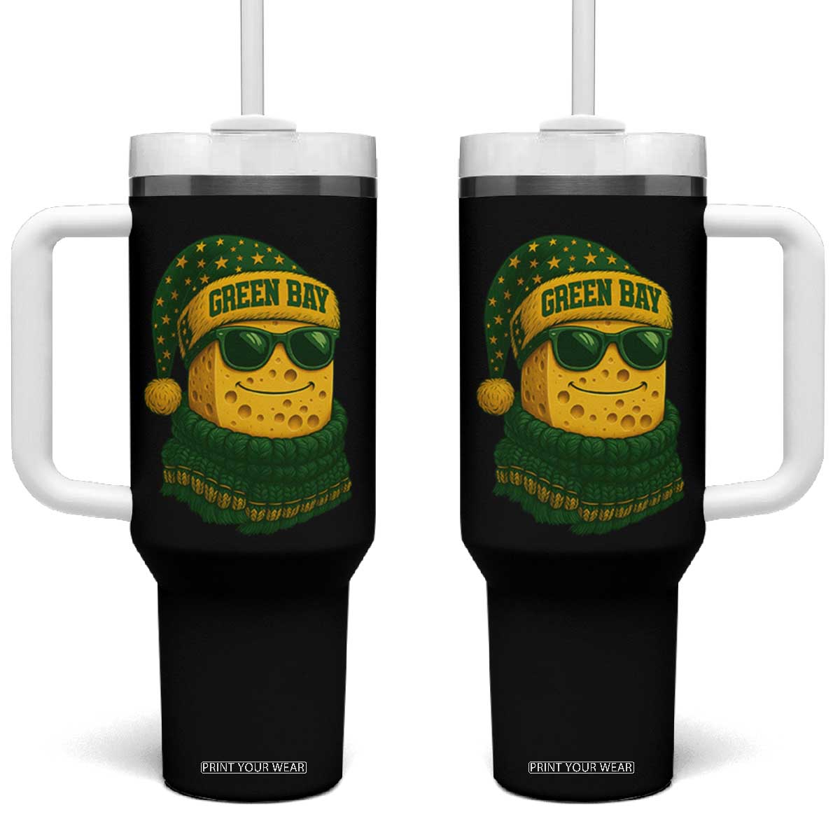 Christmas GB Tumbler With Handle Gifts for Sports Fans Santa Hat TS10 One Size: 40 oz Black Print Your Wear