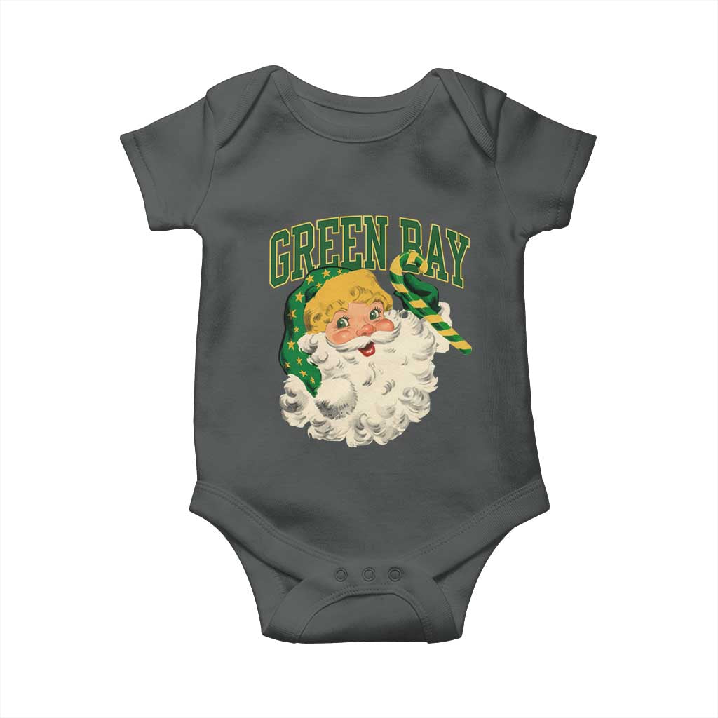 Christmas GB Fan Baby Onesie Vintage Varsity Retro Santa Claus Face Game Day TS10 Dark Heather Print Your Wear
