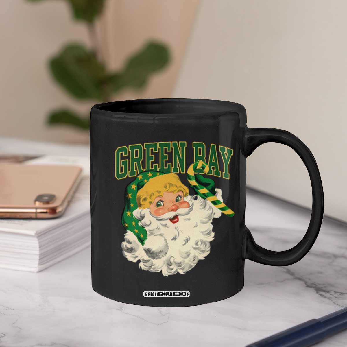 Christmas GB Fan Coffee Mug Vintage Varsity Retro Santa Claus Face Game Day TS10 Print Your Wear