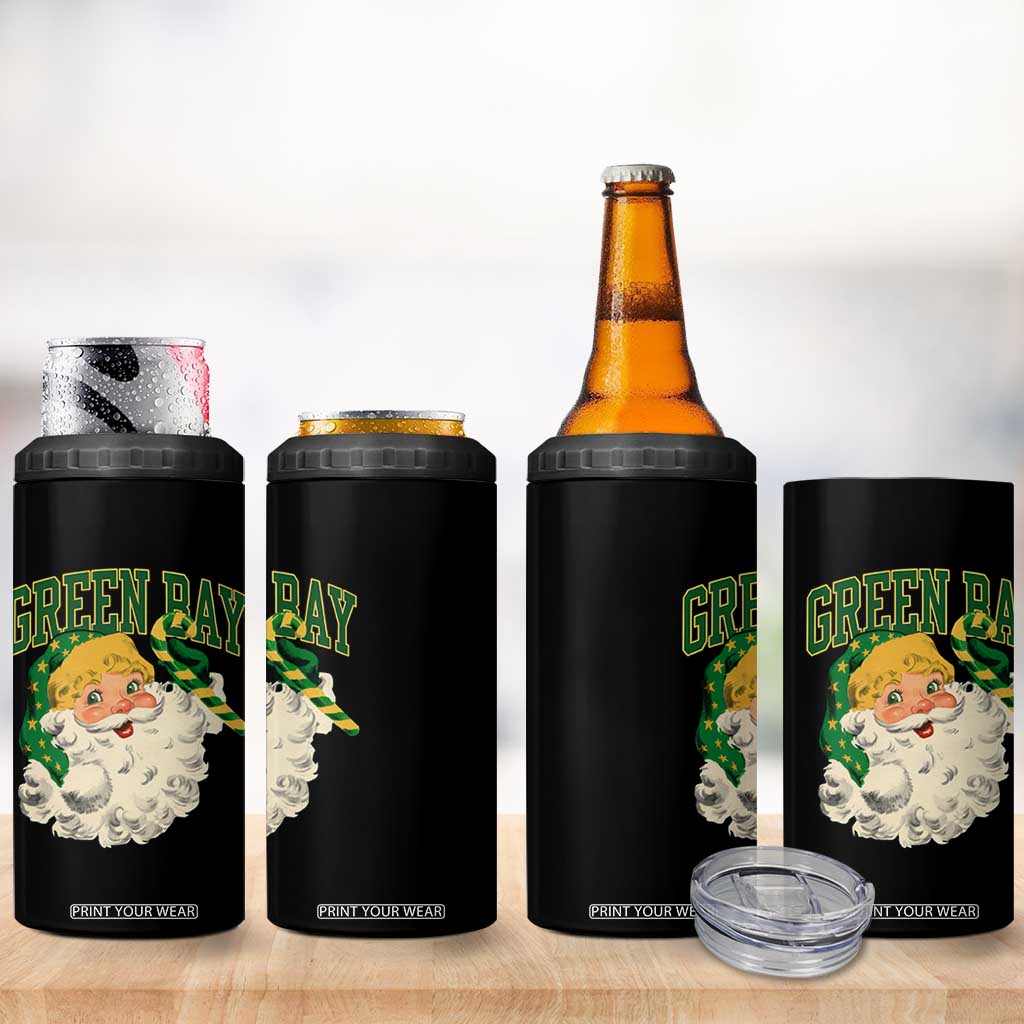 Christmas GB Fan 4 in 1 Can Cooler Tumbler Vintage Varsity Retro Santa Claus Face Game Day TS10 Print Your Wear