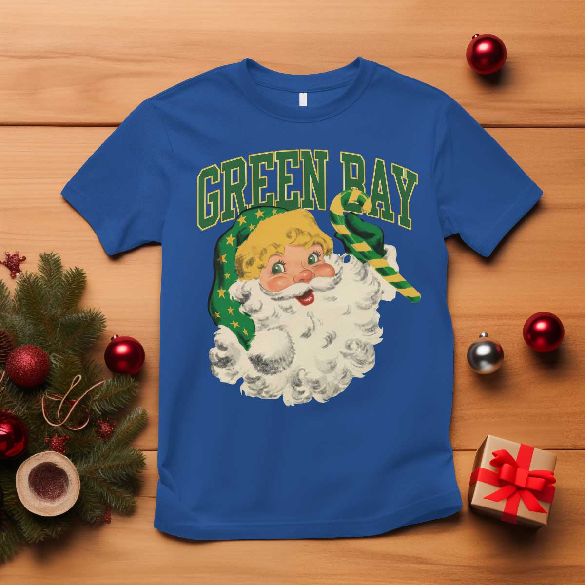 Christmas GB Fan T Shirt Vintage Varsity Retro Santa Claus Face Game Day TS10 Royal Blue Print Your Wear