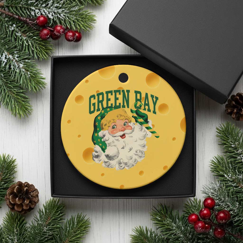 Christmas GB Fan Ceramic Ornament Vintage Varsity Retro Santa Claus Face Game Day TS10 1pc Yellow Cheese Print Your Wear