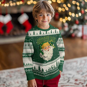 Christmas GB Fan Ugly Christmas Sweater Vintage Varsity Retro Santa Claus Face Game Day TS10 Forest Green Beige Print Your Wear