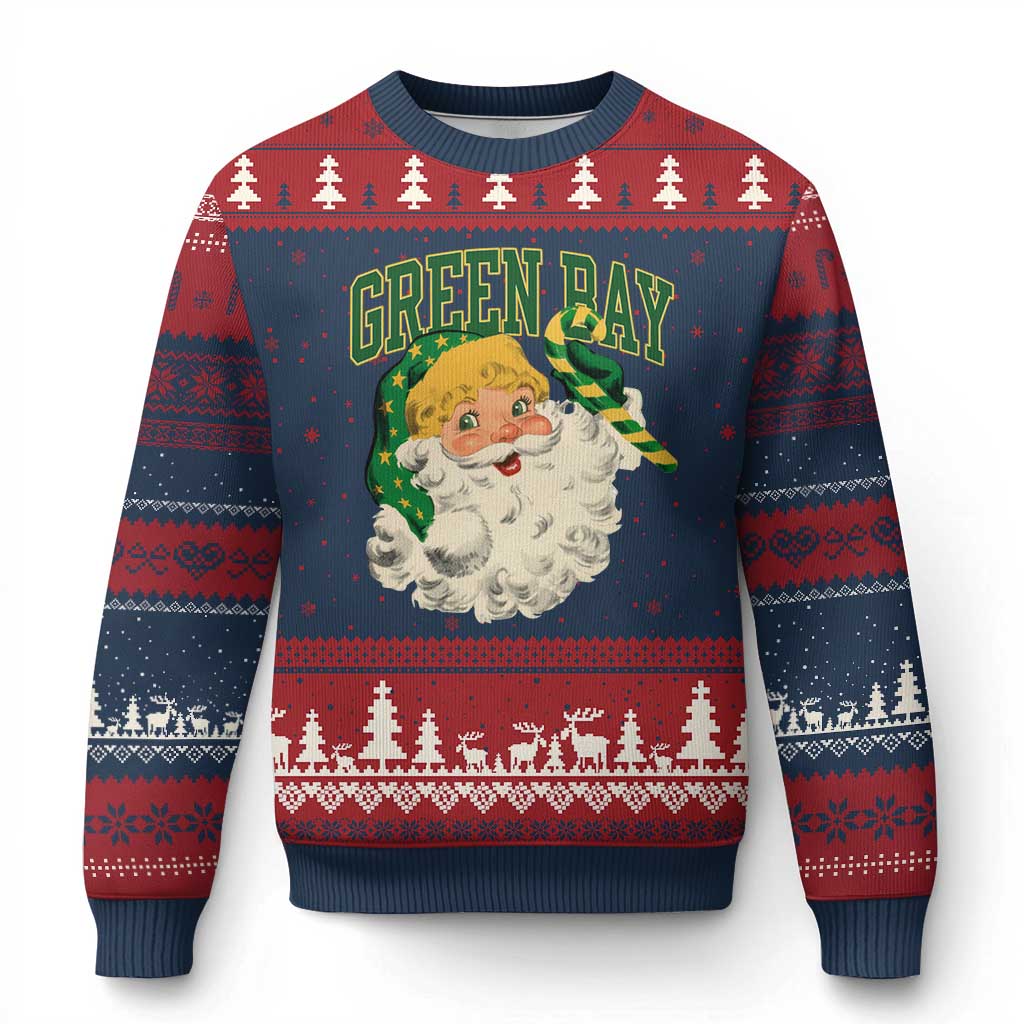Christmas GB Fan Ugly Christmas Sweater Vintage Varsity Retro Santa Claus Face Game Day TS10 Navy Red Print Your Wear