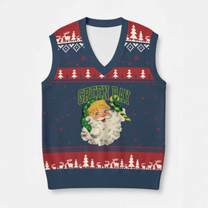 Christmas GB Fan V-Neck Knit Sweater Vest Vintage Varsity Retro Santa Claus Face Game Day TS10 Navy Red Print Your Wear