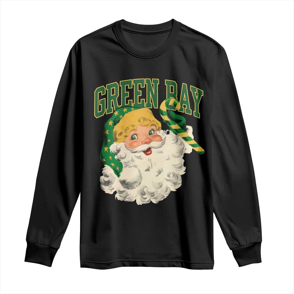 Christmas Green Bay Fan Long Sleeve Shirt Vintage Varsity Retro Santa Claus Face Game Day TS10 Black Print Your Wear