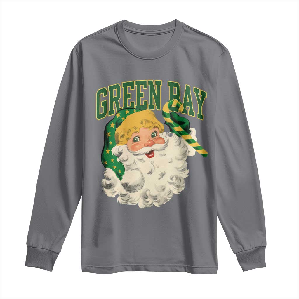 Christmas GB Fan Long Sleeve Shirt Vintage Varsity Retro Santa Claus Face Game Day TS10 Charcoal Print Your Wear