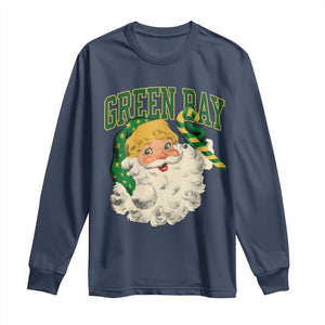 Christmas GB Fan Long Sleeve Shirt Vintage Varsity Retro Santa Claus Face Game Day TS10 Navy Print Your Wear