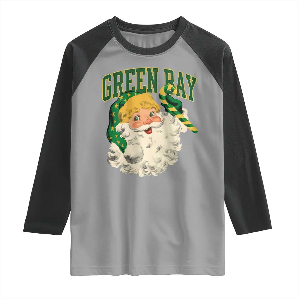 Christmas GB Fan Raglan Shirt Vintage Varsity Retro Santa Claus Face Game Day TS10 Sport Gray Black Print Your Wear
