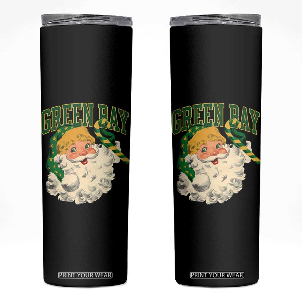 Christmas GB Fan Skinny Tumbler Vintage Varsity Retro Santa Claus Face Game Day TS10 Black Print Your Wear