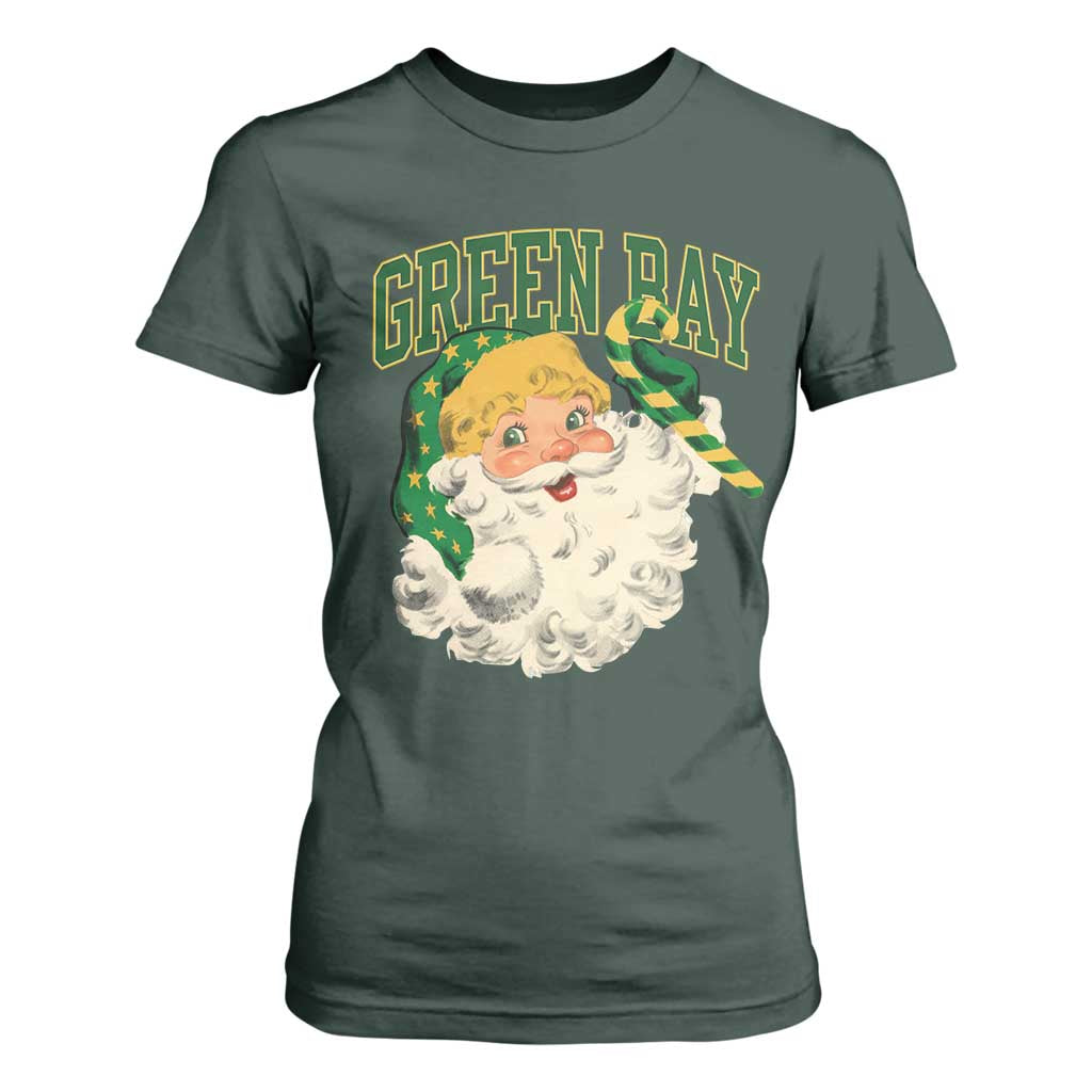 Christmas GB Fan T Shirt For Women Vintage Varsity Retro Santa Claus Face Game Day TS10 Dark Forest Green Print Your Wear
