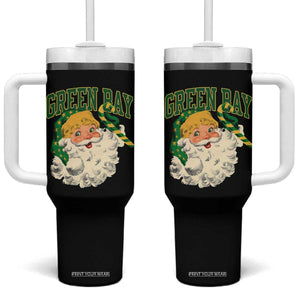Christmas GB Fan Tumbler With Handle Vintage Varsity Retro Santa Claus Face Game Day TS10 One Size: 40 oz Black Print Your Wear