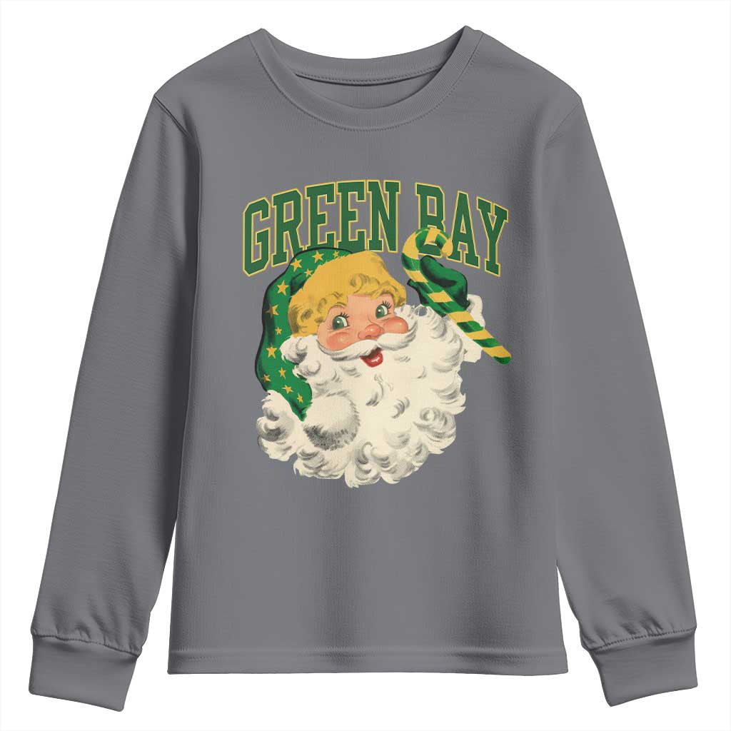 Christmas GB Fan Youth Sweatshirt Vintage Varsity Retro Santa Claus Face Game Day TS10 Charcoal Print Your Wear