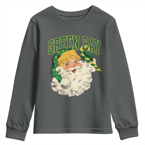 Christmas GB Fan Youth Sweatshirt Vintage Varsity Retro Santa Claus Face Game Day TS10 Dark Heather Print Your Wear