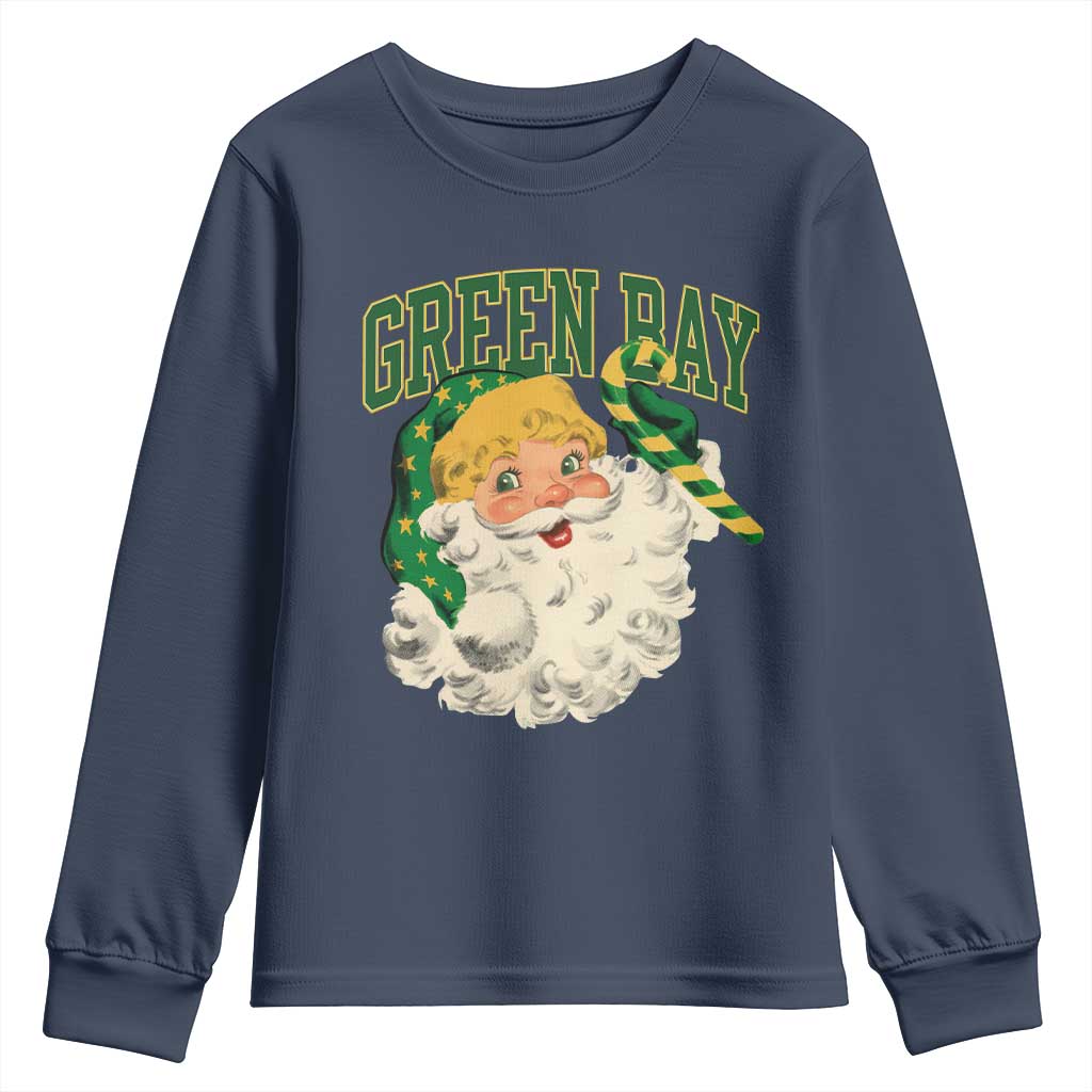 Christmas GB Fan Youth Sweatshirt Vintage Varsity Retro Santa Claus Face Game Day TS10 Navy Print Your Wear
