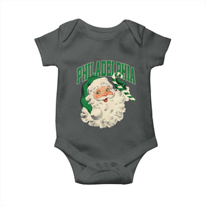 Christmas PFE Baby Onesie Vintage Varsity Retro Santa Face Game Day TS10 Dark Heather Print Your Wear