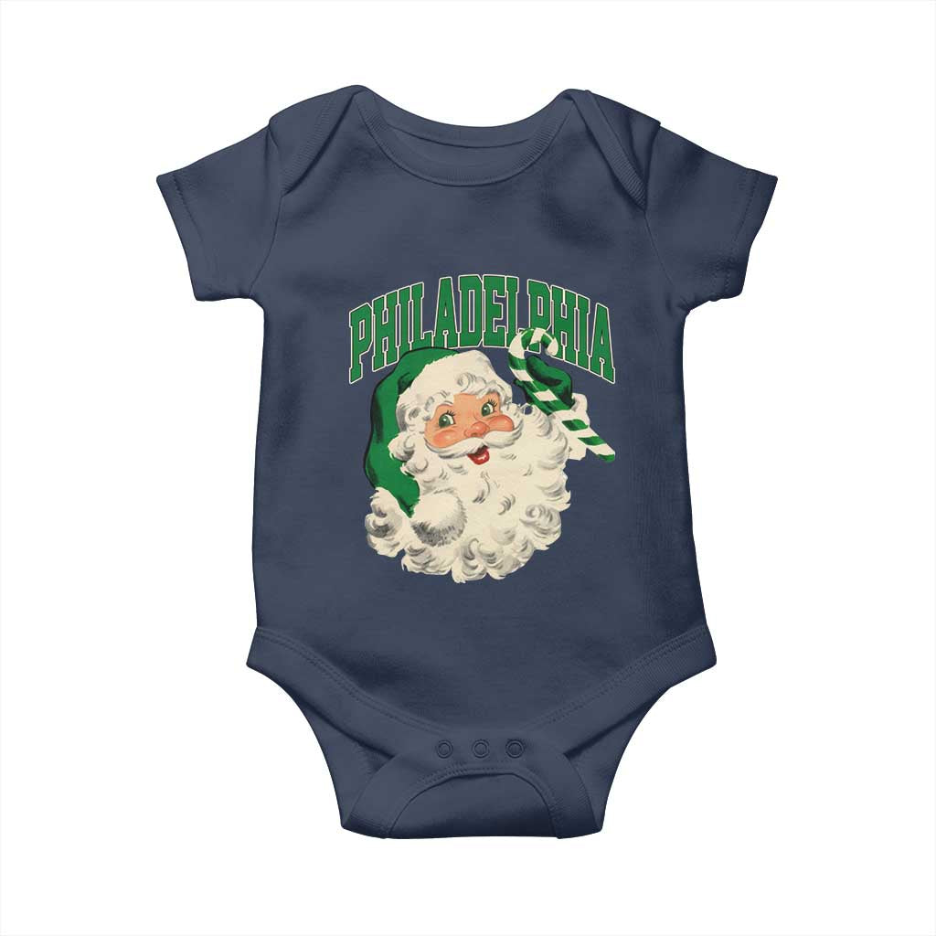 Christmas PFE Baby Onesie Vintage Varsity Retro Santa Face Game Day TS10 Navy Print Your Wear