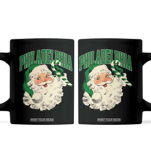 Christmas PFE Coffee Mug Vintage Varsity Retro Santa Face Game Day TS10 Black Print Your Wear