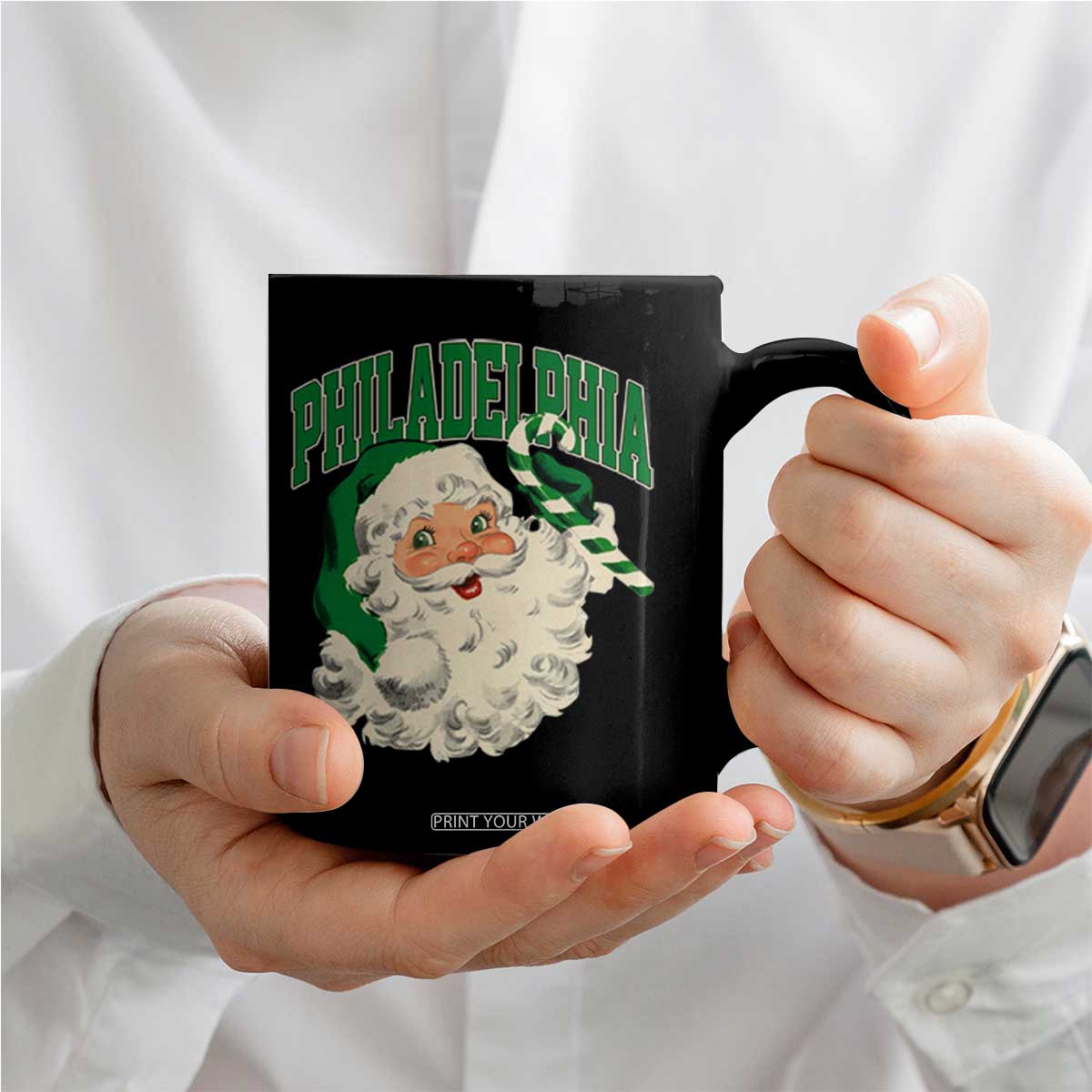 Christmas PFE Coffee Mug Vintage Varsity Retro Santa Face Game Day TS10 Print Your Wear