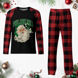 Christmas PFE Plaid Pajama Set Vintage Varsity Retro Santa Face Game Day TS10 Buffalo Plaid Print Your Wear