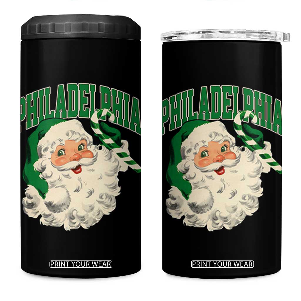 Christmas PFE 4 in 1 Can Cooler Tumbler Vintage Varsity Retro Santa Face Game Day TS10 One Size: 16 oz Black Print Your Wear
