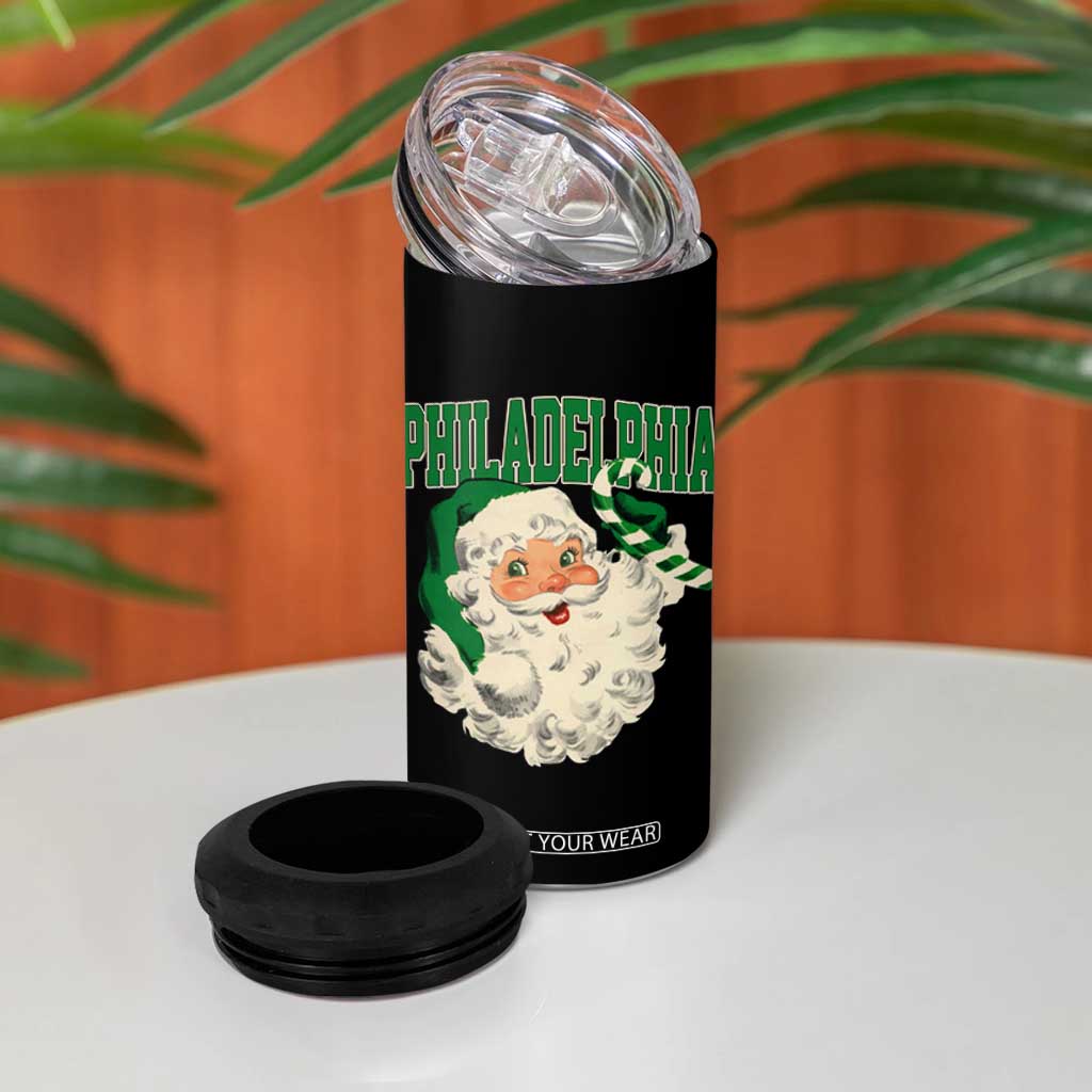 Christmas PFE 4 in 1 Can Cooler Tumbler Vintage Varsity Retro Santa Face Game Day TS10 Print Your Wear